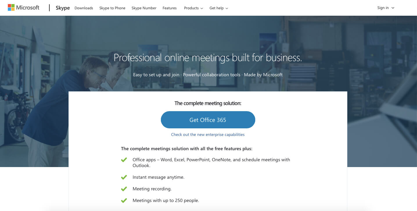 o365 skype for business features